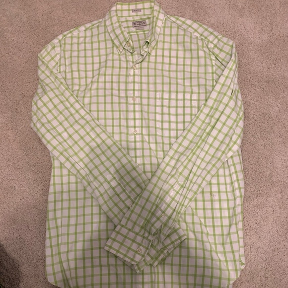Quality Woven Shirt 100% Cotton Large Long Sleeve Green J. Crew - Picture 1 of 6